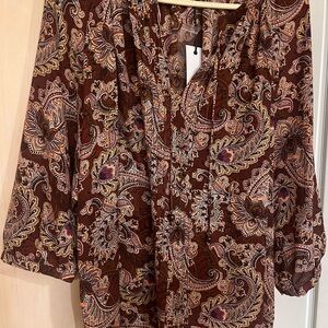 Rose & Olive Paisley Blouse - Rich Brown and Purple